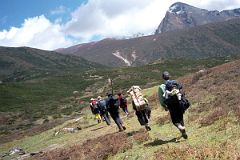 
We trekked for three hours back to our Hoppo camp, had a quick dinner, and fell asleep after what was simply one of the best days of my life. The next morning we leisurely left camp and trekked back down valley to our next campsite at Pethang (4550m).
